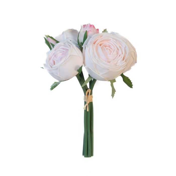 Real Touch Rose Garden 9 Inch Bouquet - Soft Pink - 6 Blooms