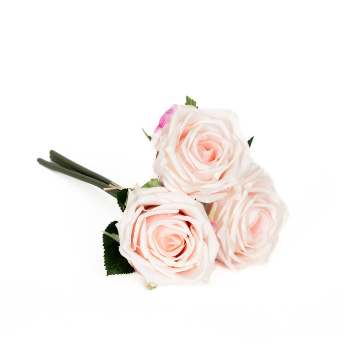 Real Touch Eden Rose 12 Inch Bouquet - Blush Pink - 3 Blooms