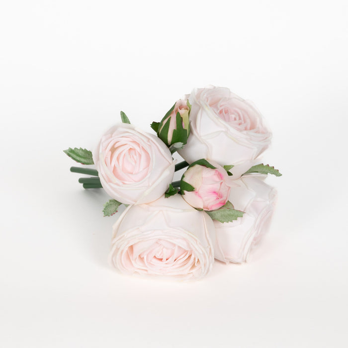 Real Touch Rose Garden 9 Inch Bouquet - Soft Pink - 6 Blooms