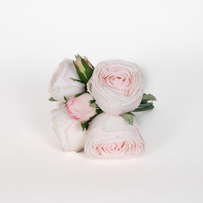 Real Touch Rose Garden 9 Inch Bouquet - Soft Pink - 6 Blooms