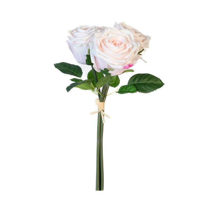 Real Touch Eden Rose 12 Inch Bouquet - Blush Pink - 3 Blooms