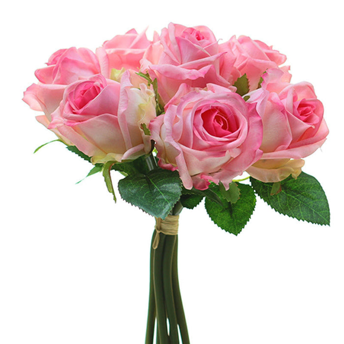 Real Touch Isabel 12 Inch Bouquet - Light Pink - 7 Blooms