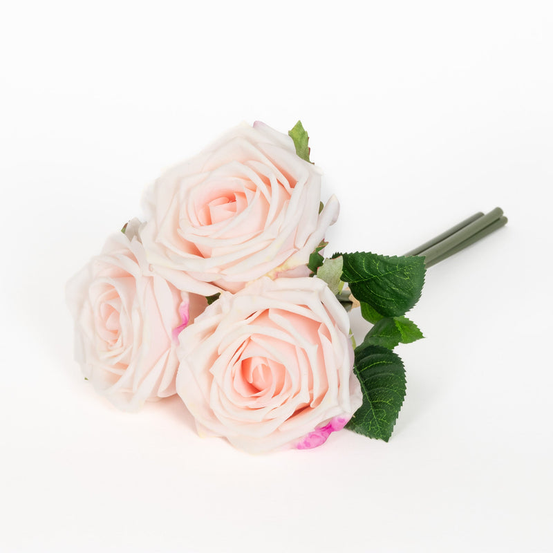 Real Touch Eden Rose 12 Inch Bouquet - Blush Pink - 3 Blooms