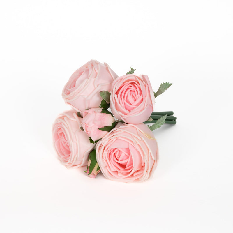 Real Touch Rose Garden 9 Inch Bouquet - Pink - 6 Blooms