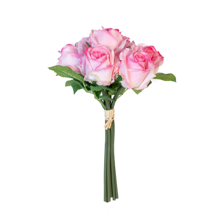 Real Touch Isabel 12 Inch Bouquet - Light Pink - 7 Blooms